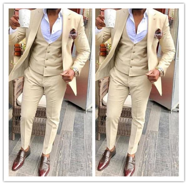 

beige groom tuxedos wedding suits groomsmen man for young man prom coupple day suits jacketpantsvest custom made plus siz3743321, Black;gray