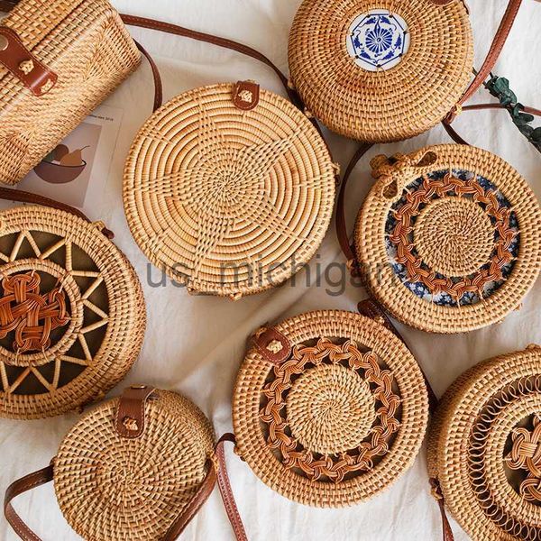 

evening bags square round mulit style straw bag handbags women summer rattan bag handmade woven beach circle bohemia handbag new fashion j23