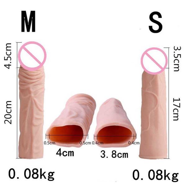 

toy massager soft realistic reusable enlarger penis sleeve big growth real silicone man delayed ejaculation extend cock toy