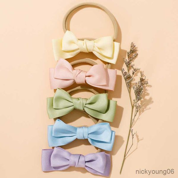 

hair accessories double layer bows baby girls headbands ribbon hairband elastic bands for kids princess p props solid color r230608, Slivery;white