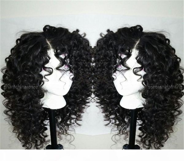 

full lace human hair wigs for black women greatremy malaysian virgin hair wavy curly front lace wigs with baby hair7505008, Black;brown