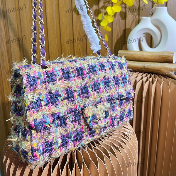 

luxury designer womens shoulder bag crossbody bag matelasse chain shoulder bags ribbon cf bags coloured woolen hardware metal buckle handbag