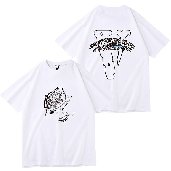 

vlone new brand printed shirts men and women o-neck casual t shirts classic fashion trend for simple street cotton brand short mens womens t, White;black