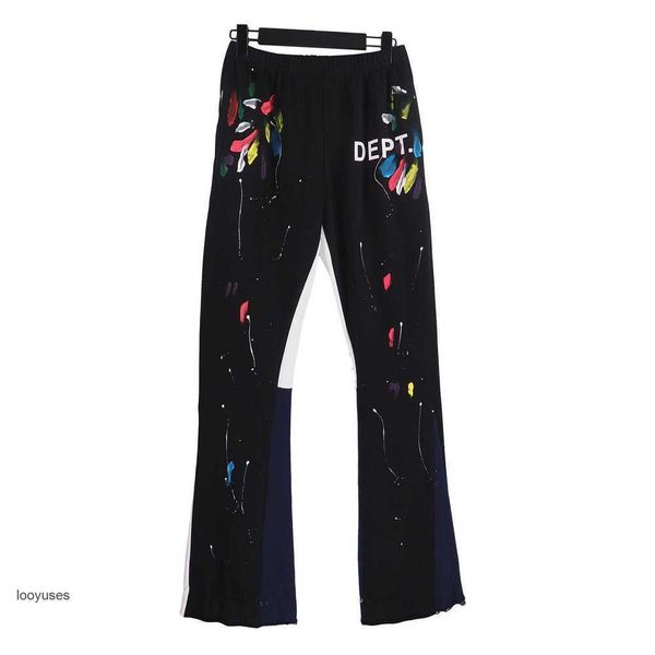 

men's pants 2023 sports pant dept mens fashion galleries brand hand-painted splash-ink patchwork elastic trousers for men high street s, Black
