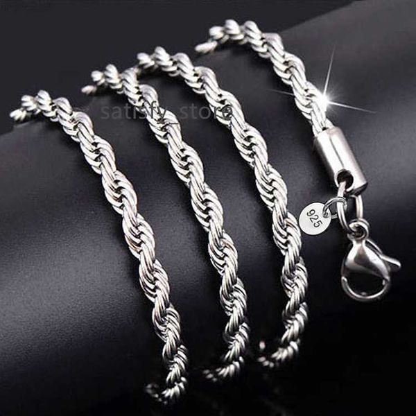 

925 silver necklace women men twist rope chain snake necklace jewelry