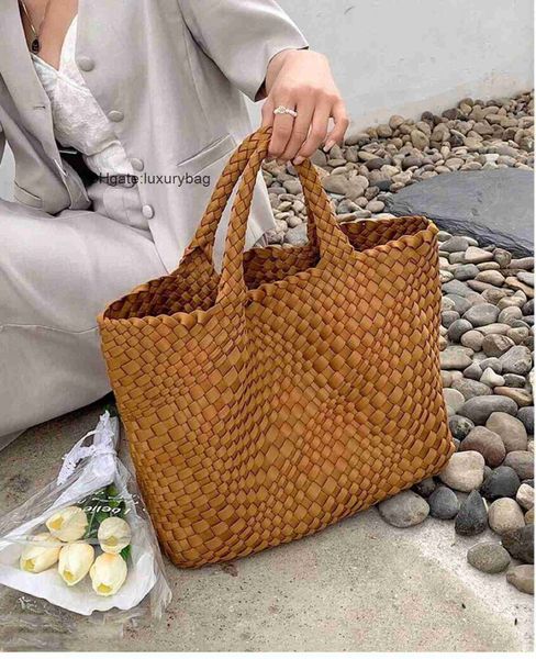 

aaaaabotteg uneta jodie mini teen intrecciato small niche design large capacity hand woven tote bag women's high-end nylon fashionable