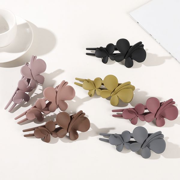 

12pcs butterfly alligator hair clips, big french curved flat duckbill for women, no bend hair pins barrettes