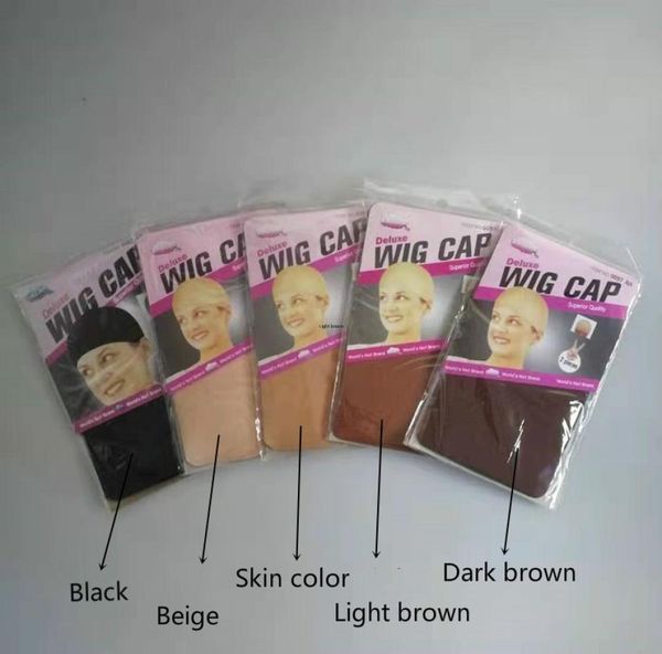 

deluxe wig cap hair net for weave hair wig nets stretch mesh wig caps for making wigs size dhl8810446, Black;brown