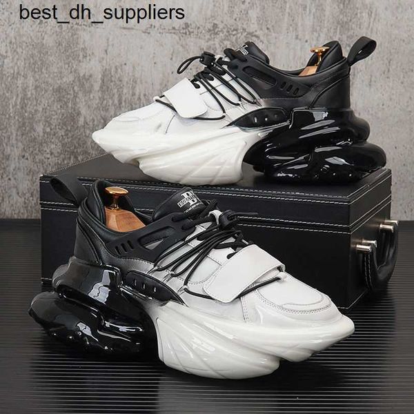 

men's shoes 2023 spring new trend personalized sole dad's shoes men's inner elevated sports casual shoes, Black