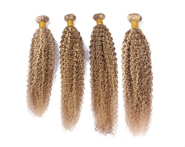 

kinky curly 27613 highlight mixed piano color virgin brazilian human hair bundles double wefts 4pcs piano mix color human hair e3987700, Black