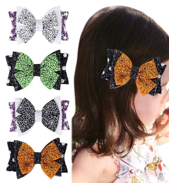 

baby halloween bow clips girls kids three layer glitter barrettes children hair clipper hair pin accessories kfj3069914233, Slivery;white