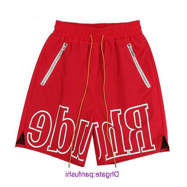 

rhude shorts wholesale designer for sale 2023 american fashion brand rhude silver zip shorts hip hop high street men's casual sports be, White;black