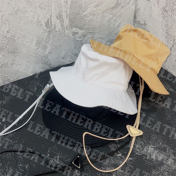 

fashion designer fisherman hats women men beach bucket hats metal triangle wide brim lace up snapback frayed cap, Blue;gray
