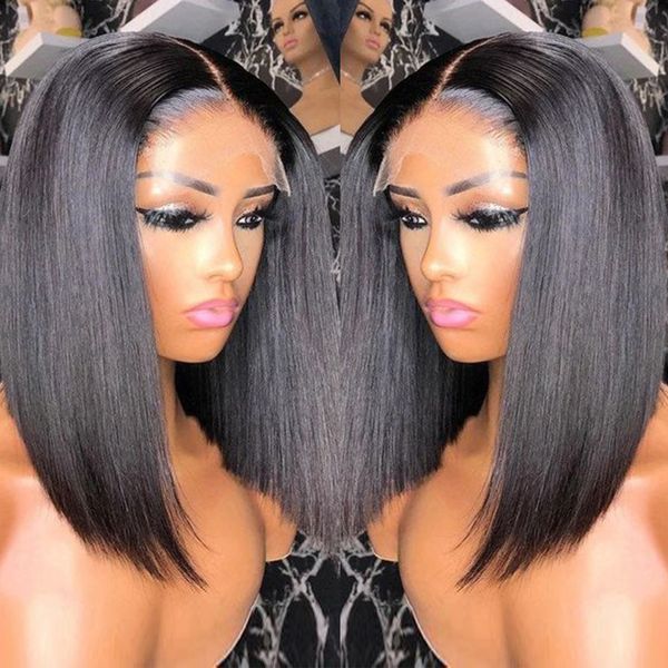 

short bob wig bone straight human hair wigs for black women 5x5x1 lace closure wig lace wigs, Black;brown