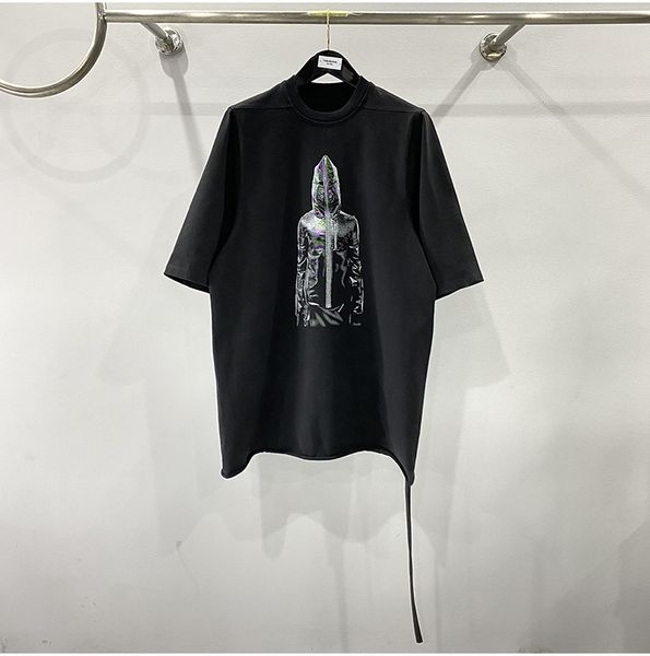 

fashion brand rick men oversized t-shirt masked man printed men's owens loose t-shirt designer cotton men hiphop streetwear, White;black