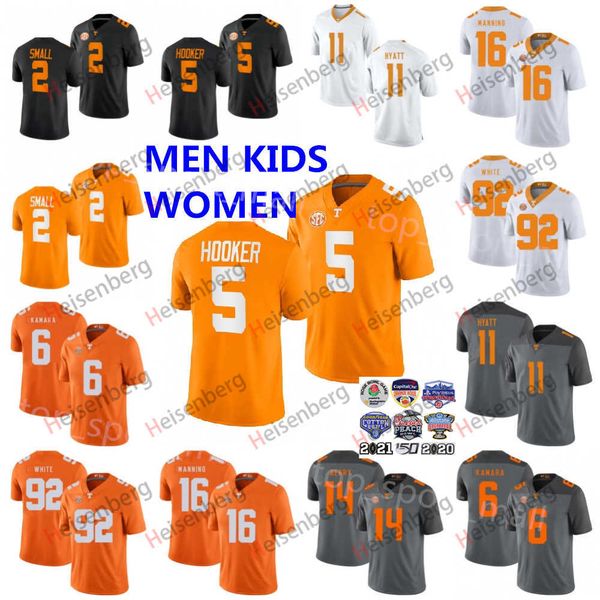 

ncaa tennessee volunteers 5 hendon hooker jersey 2 jabari small reggie white peyton manning alvin kamara eric berry jalin hyatt jaylen wrigh, Black