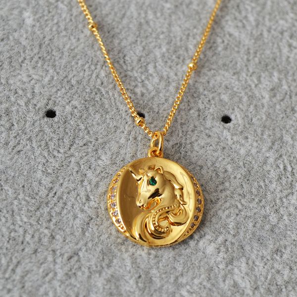 

pendant necklaces minimalist and exquisite brass plating, gentle and lovely big wave little girl horse zodiac fashion pendant necklace, Silver