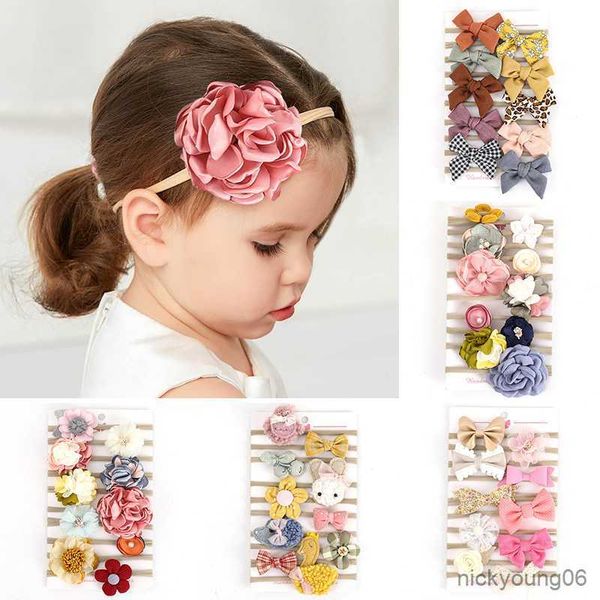 

hair accessories pcs/set cute bows newborn baby headband flower elastic girl headbands band princess girls r230608, Slivery;white