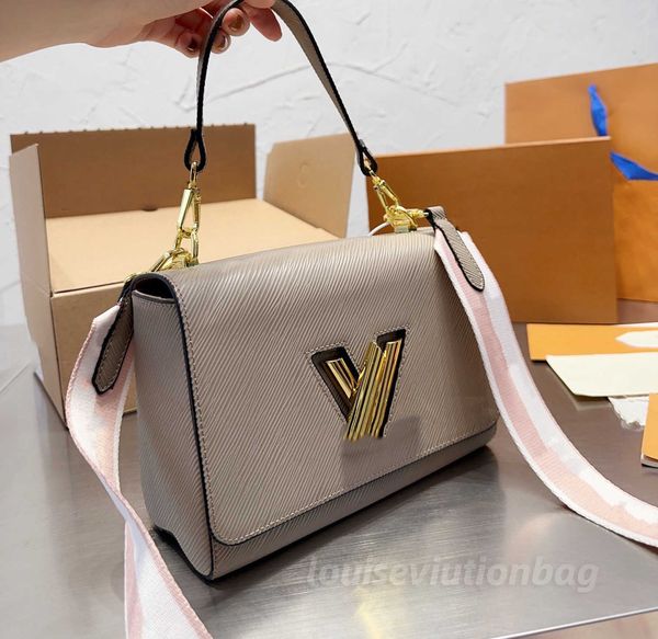 

twist denim epi leather designer women shoulder bags v lock flap chain handbags twists woman crossbody bag lady pochette tote middle size bl