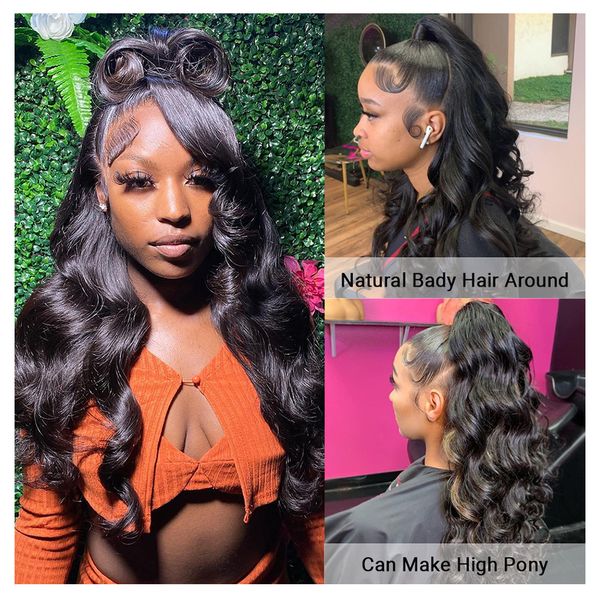 

glueless wig 4x4 body wave lace closure wig hd transparent lace wigs human hair, Black;brown