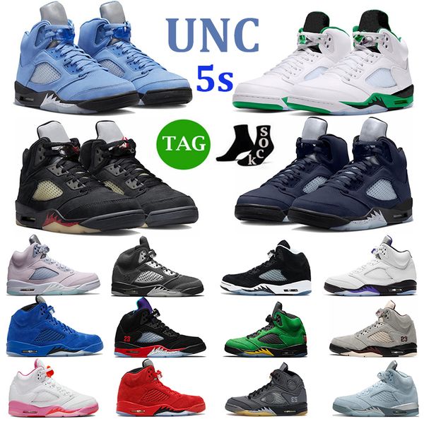 

jumpman 5 men basketball shoes 5s unc lucky green racer blue raging red what the fire red stealth ow black mens trainers sport sneakers