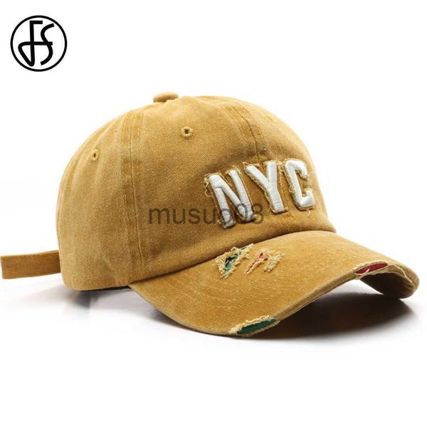 

ball caps fs 2023 new york city men cap yellow orange kpop baseball caps for women summer vintage worn hole trucker hat gorras hombre j23060, Blue;gray