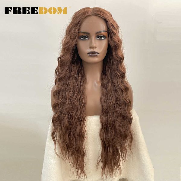 

synthetic lace wigs blonde ginger long deep wavy wigs heat resistant synthetic wigs for black women cosplay wigs 230524, Black;brown