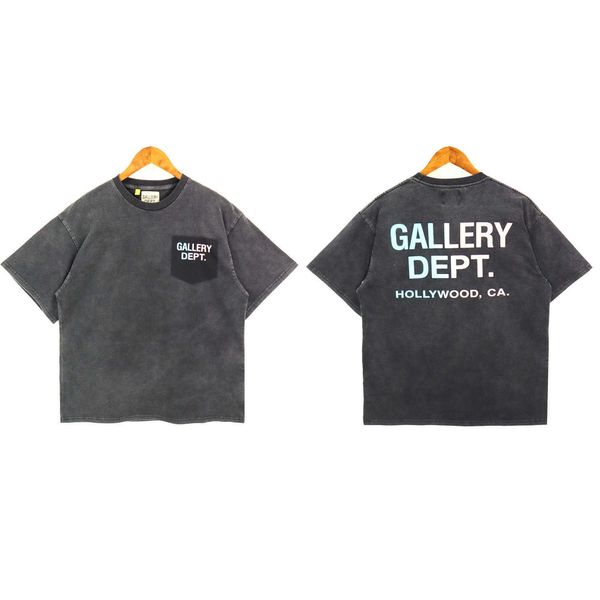 

wholesale designer t shirt for sale g allery d ept spring summer new wash gradient letter printing american fashion brand men's old sho, White;black