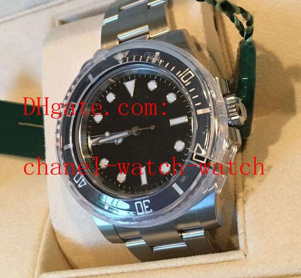 

men's wristwatches 40mm 114060 non-date black dial and ceramic bezel automatic machinery movement mens watch box/papers, Slivery;brown