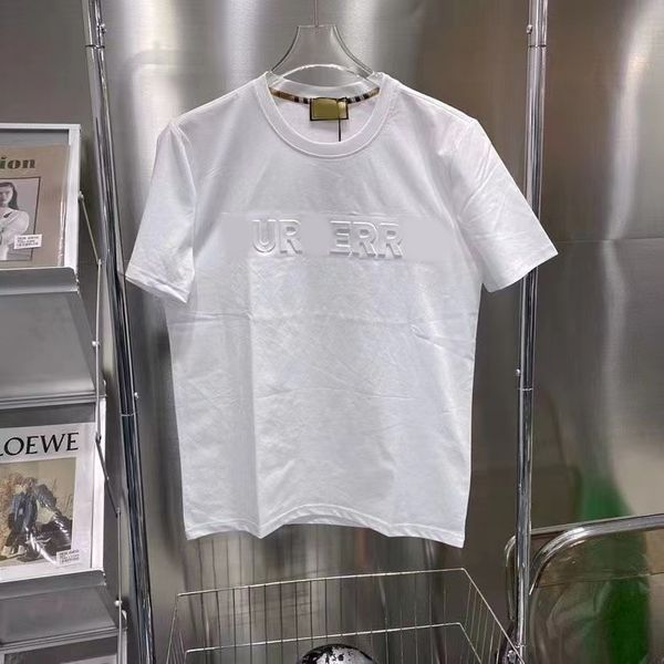 

men's t-shirt designer shirts round neck short sleeve sweatshirt 3d letter embossed steel stamp cotton oversize tee size, White;black