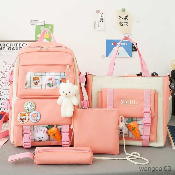 

backpacks simple backpack piece set high school backpack bags for teenage girl canvas travel women bookbags teen student schoolbag r230805