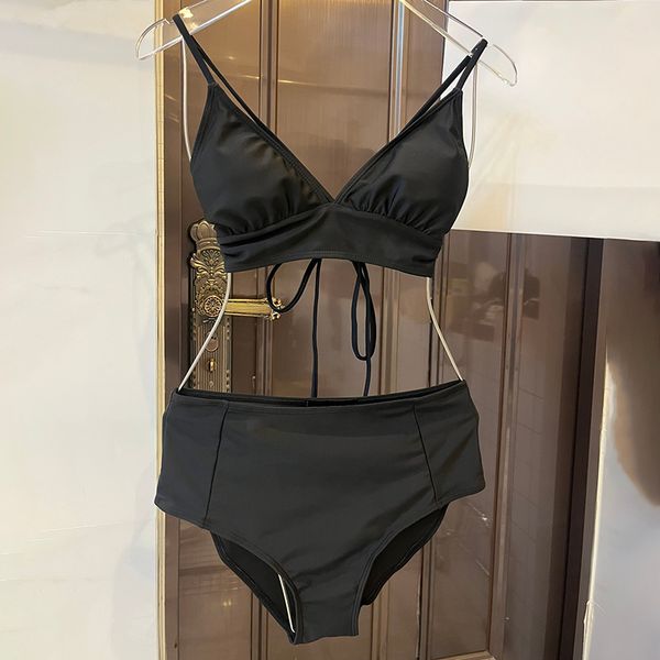 

luxury classic fashion summer beach women bikini underwear two pieces black lady swimwear lace-up leisure bathing suit, White;black