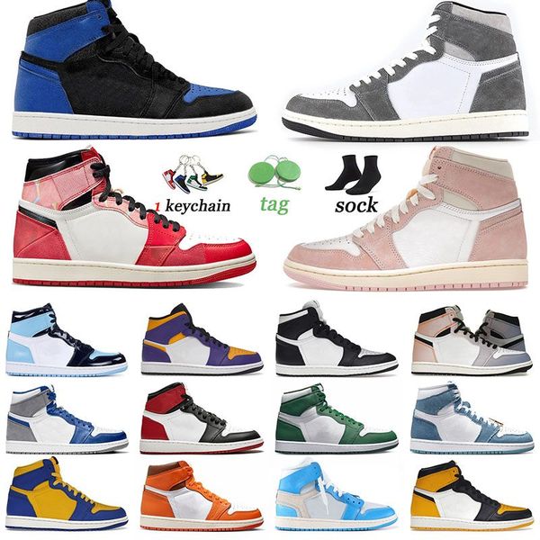 

jumpman 1 next chapter basketball shoes skyline washed pink white cement lucky green 1s trainers men women college grey denim true blue cour