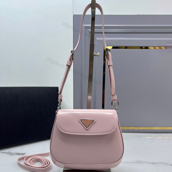 

10a mirror mini shoulder bag cleo smooth leather underarm leather flap triangular enameled metal triangle logo double shoulder straps 1bh188