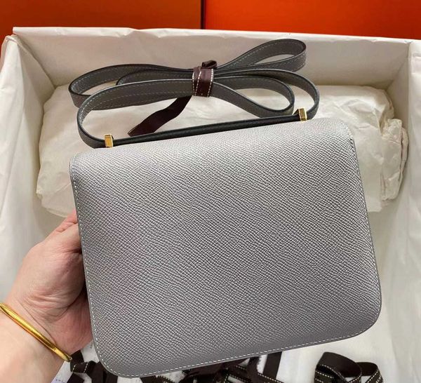

designer h home bag new kang style hand-stitched wax thread beancurd epsom leather one-shoulder diagonal cross small square women's fas