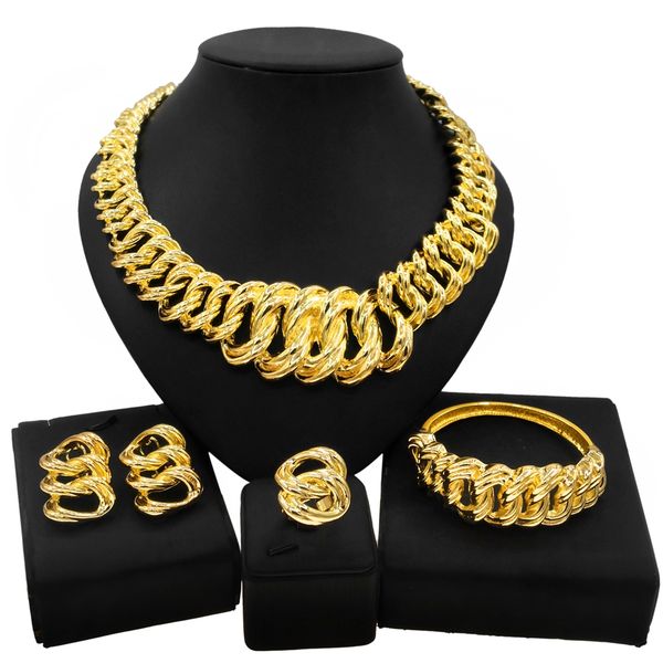 

simple design brazil gold jewelry set necklace set unique wedding ladies party jewelry set, Black