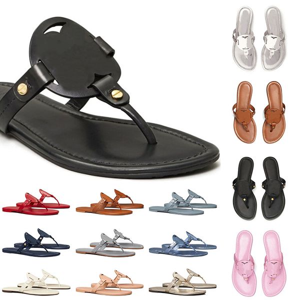 

designer fashion brand women miller sandals soft leather sneakers metallic snake slides slippers luxury slide flip flops ladies, Black