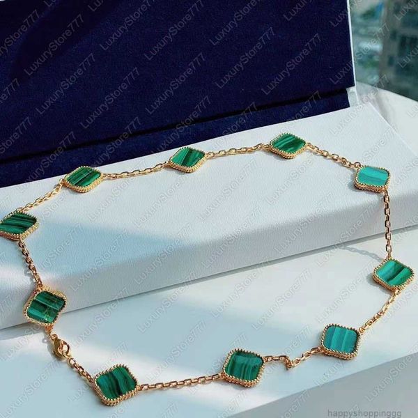 

45cm - classic 10 motifs pendant necklaces agate four leaf clover necklace ten flowers pendant mother-of-pearl for women girl valentine&#039, Silver