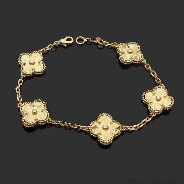 

luxury designer link chain bracelet four-leaf cleef clover womens fashion 18k gold bracelets jewelry u6 1, Silver
