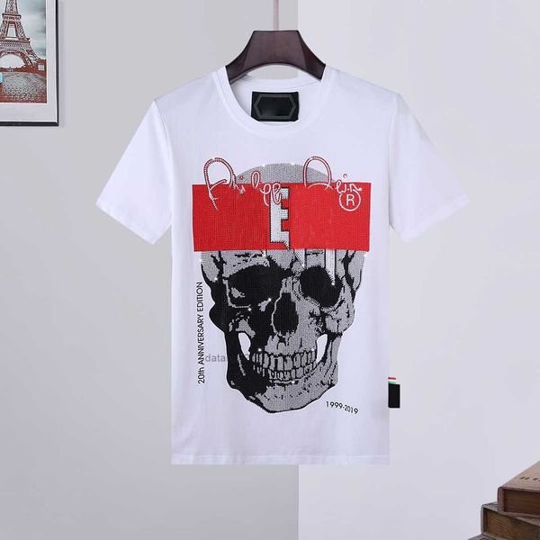 

phillip plain men designer t shirt geometric pattern summer casual tee fashion ins style streetwear loose sport hip-hop yl3y 6 tosp, White;black