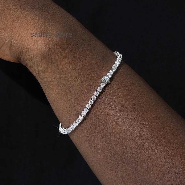 

vvs moissanite diamond jewelry 3mm tennis chain hip hop custom silver tennis bracelet for men