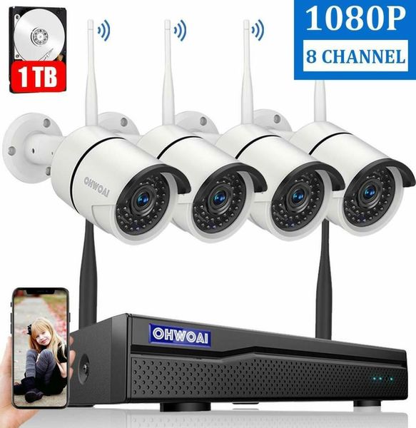 

8ch wireless 1080p nvr outdoor home wifi camera cctv security system kit 1tb hdd7243323