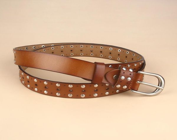 

korean women039s belt genuine leather rivet campus style jeans decorative versatile4247588, Silver