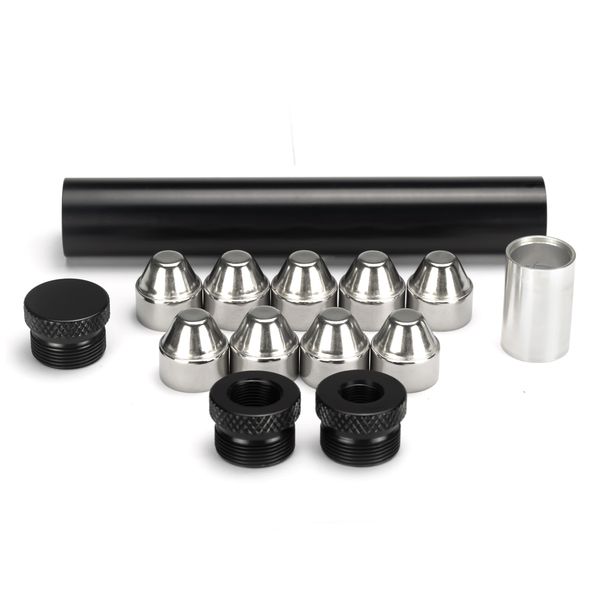 

tactical accessories 7''l 1.05"od aluminum solvent trap fuel filter 9pcs stainless steel baffle cone cups catching 1/2x28+5/8