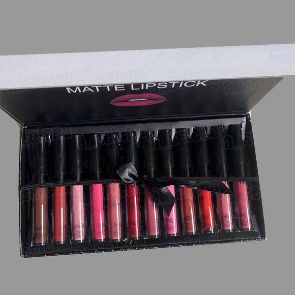 

lips makeup cosmetic 12pcs bow lip gloss matte lipgloss waterproof long lasting liquid lipstick