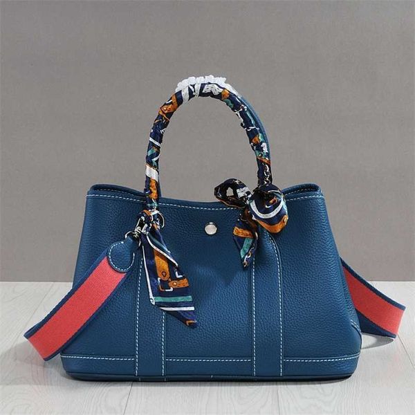 

garden party handbag totes h family brand spring genuine leather womens shoulder oblique straddle versatile portable big shopping bucketwith