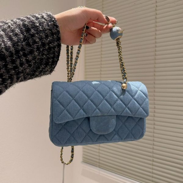 

channel bag designer luxurious cc tannin jeans cowboy crossbody chain genuine leather shoulder love heart handbag camellia blue silver pink