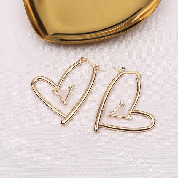 

18k gold plated designer brand earrings designers letter stud earring for women&girl elegant heart-shape earring wedding party jewerlry, Golden;silver