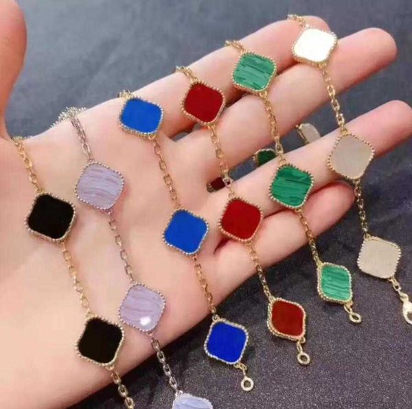 

6 colors fashion classic 4/four leaf clover charm bracelets bangle chain 18k gold agate shell mother-of-pearl for women girls wedding mother, Silver