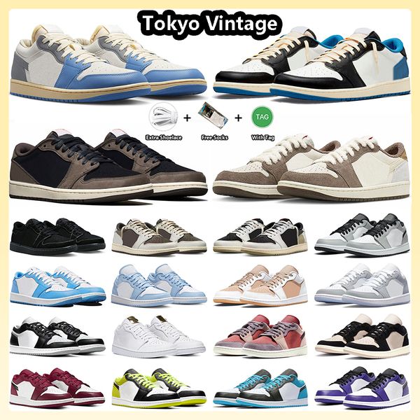 

2023 jumpman 1 1s basketball shoes tokyo vintage dark mocha fragment black phantom year of the rabbit ice blue unc white tan wolf grey shado